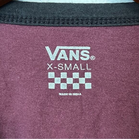 Women's Vans Maroon & Black Logo Ringer T-Shirt - Picture 5 of 6
